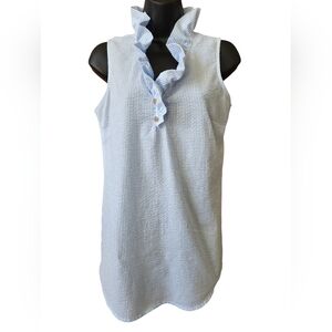 Mud Pie White and Blue Stripe Sleeveless Blouse - S